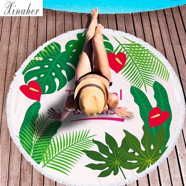 

printed colourful plant beach towel round microfiber beach towels roundie adults serviette de plage toalla playa
