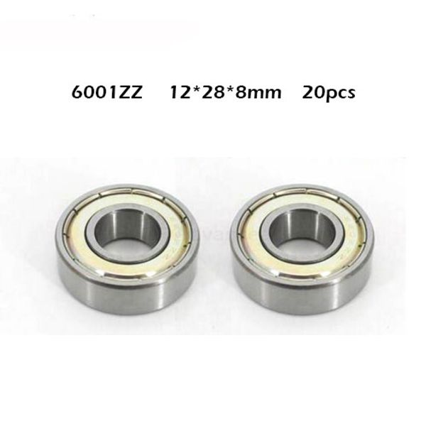 

20pcs 6001zz bearing abec-1 12x28x8 mm deep groove 6001 zz ball bearings 6001z 80101 z 6001z bearing 12*28*8 mm