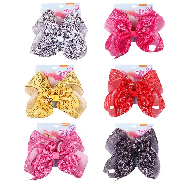 

8 inch jumbo baby hair bows purple knotted butterfly centre hair clip with alligator clip for girl jojo bow hairband 6 colors x127, Slivery;white