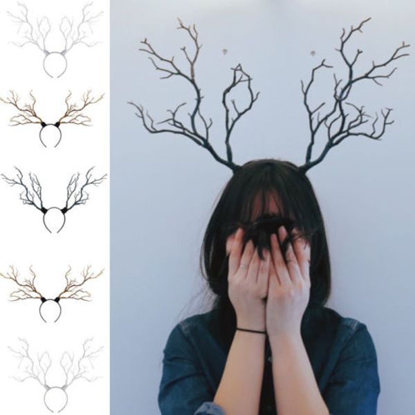 

long antlers tree branches horns hat hair headband cosplay party fancy dress new