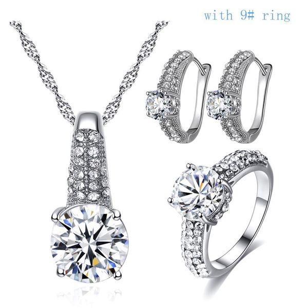 

women jewelry fashion round rhinestone earrings casual, street, party, club, outdoor rings necklace gift, Silver