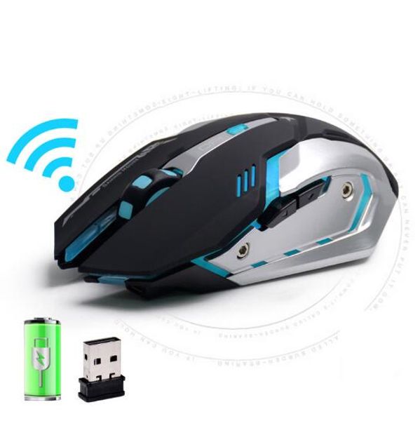 

2.4 ghz беспроводная перезаряжаемая светодиодная подсветка usb оптическая эргономичная бесшумная игровая геймерская мышь 2400dpi 6 кнопок пк