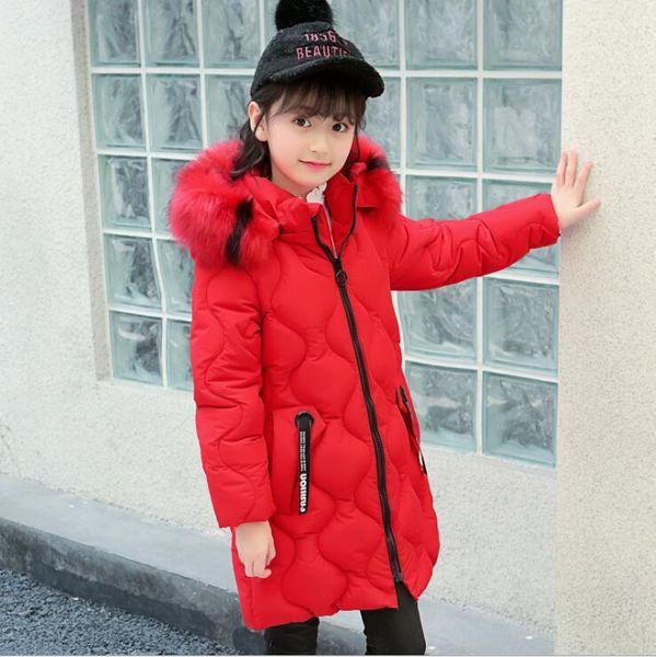 

winter new girls cotton clothes korean version of the big children thickening hand cotton color fur collar coat, Blue;gray