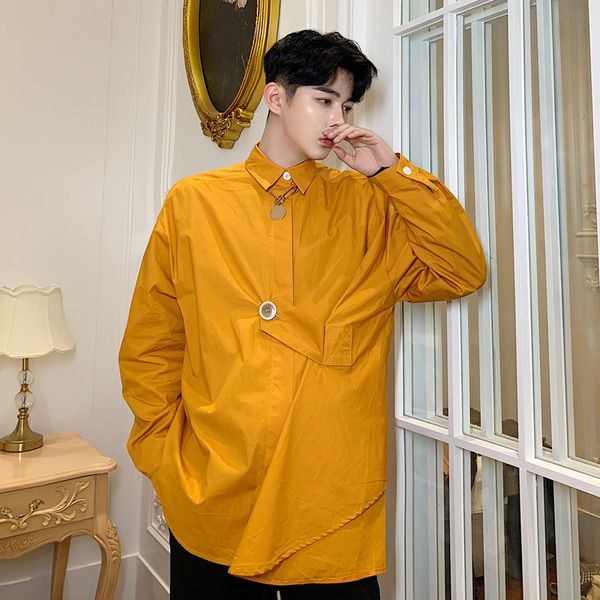 

male women streetwear hip hop vintage fashion party dress shirt men long sleeve irregular loose casual shirt stage clothes, White;black