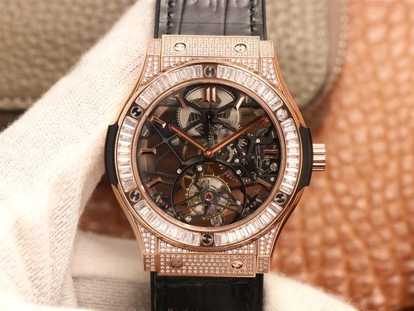 

jb production tourbillon mens watch manual chain tourbillon movement watches montre de luxe automatic watch reloj de lujo, Slivery;brown