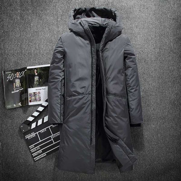 

warm thick winter down jacket men brand clothing x-long male white duck down coat m-3xl, Black