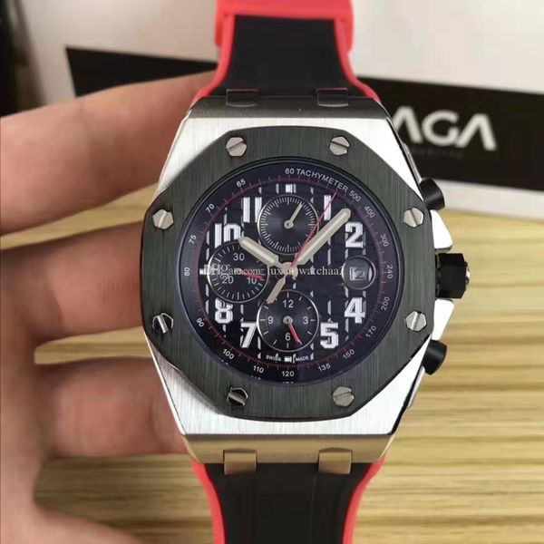 

luxury mens watch automatic mechanical watches rubber strap rose gold 26470 26400 timing royal oaks watches diver wristwatch, Slivery;brown