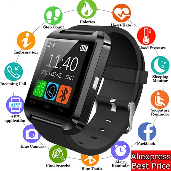 

new u8 bluetooth smart watch altimeter barometer sport clock wrist watches waterproof passometer fitness for android smart watch, Slivery;brown