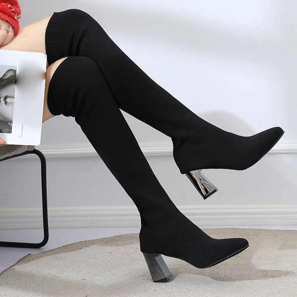 

youyedian women boots 2019 over the knee boots pointed toe black women autumn causal shoes high heel botas mujer