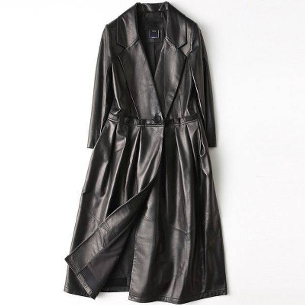 

2019 new fashion genuine sheep leather trench h12, Tan;black