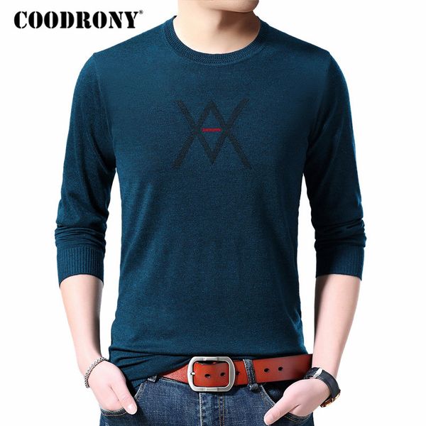 

coodrony brand sweater men autumn winter cashmere wool mens sweaters casual o-neck pullover men knitwear shirt pull homme 91074, White;black