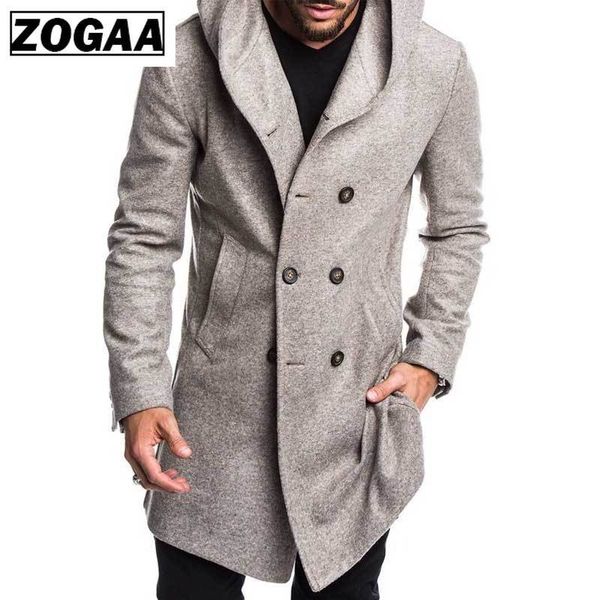 

zogaa 2019 mens trench coat jacket autumn mens overcoats casual solid color woolen trench coat for men clothing long men, Tan;black
