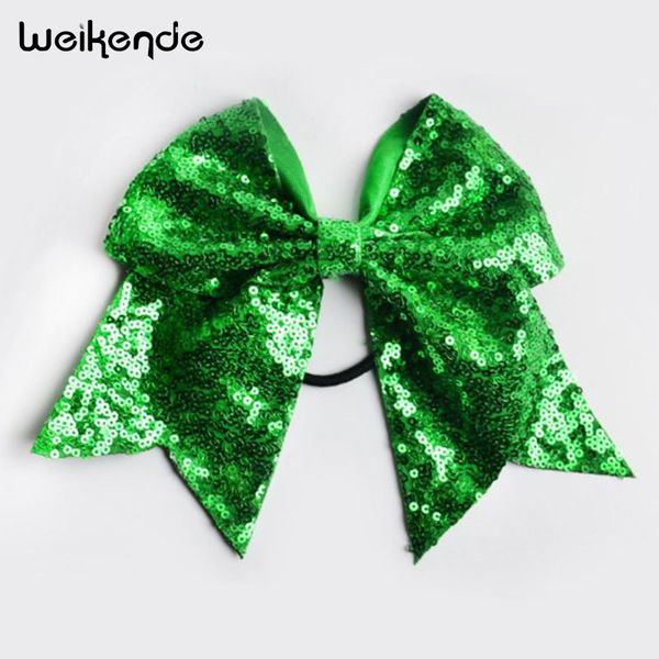 

новая мода 8-дюймовые полосы grosgrain ленты лук с упругими волос блестки hairbow волос аксессуары для ponytail девушки 1шт в партии, Slivery;white