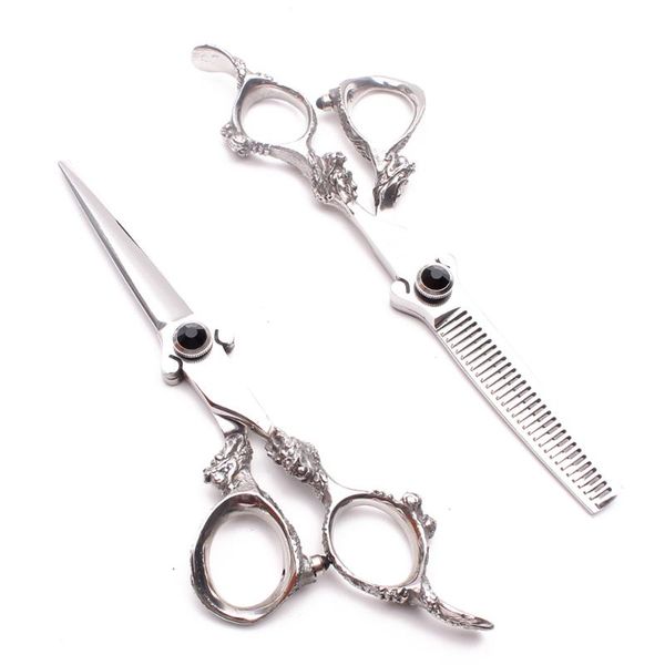 

9007# 6" 17.5cm 440c customized straight shears thinning scissors professional hair scissors dragon handle