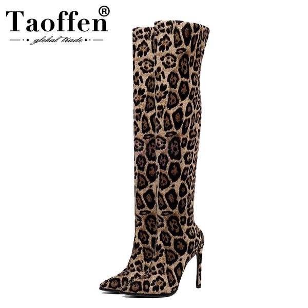

taoffen new arrival women over knee boots fashion high heel winter shoes women stretch boots lady footwear size 34-43, Black