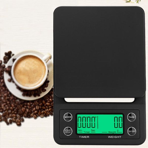 

3kg 5kg/0.1g lcd digital weight coffee scales portable mini balance electronic timer kitchen coffee scale black brown