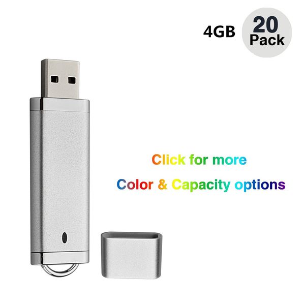 Bulk 20 Design mais leve 4 GB USB 2.0 Flash Drives Flash Memory Stick Pen aciona para laptop de laptop Indicador de LED de armazenamento multicolorido