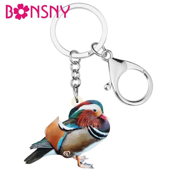

acrylic mandarin duck keychains lovely bird animal keyring jewelry for women girls lover novelty gifts handbag decoration, Silver
