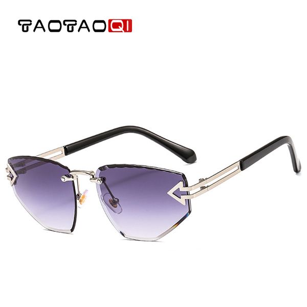 

taotaoqi luxury cat eye sunglasses women designer brand fashion rimless arrow sun glasses female uv400 men vintage eyewear, White;black