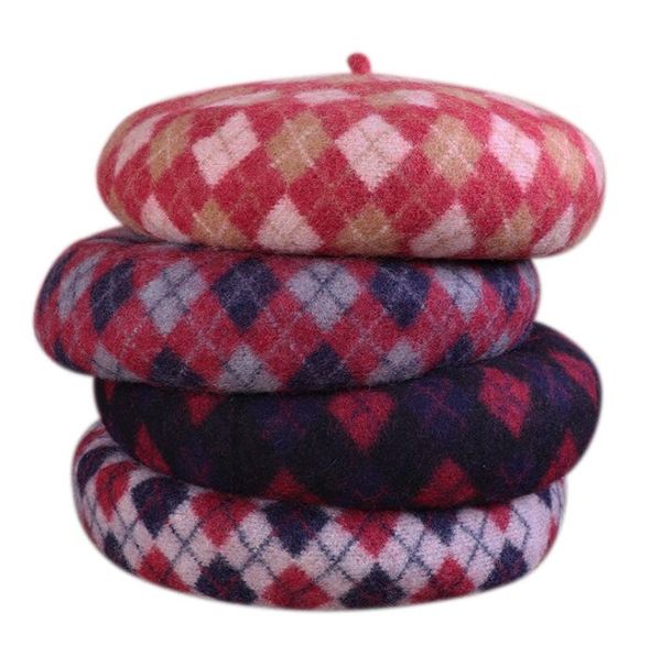 

new winter women's casual cashmere beret cap elegant girl thick warm artist wool beret cap, Blue;gray