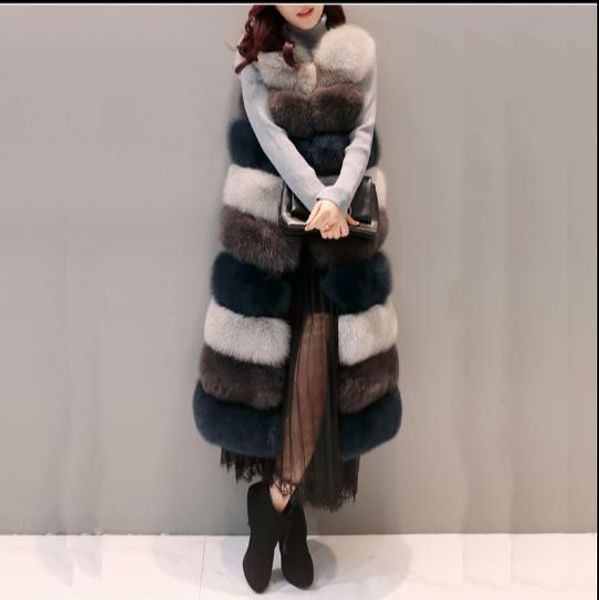 

furry 2019 winter women's faux fur coat artificial fur vest furry vests femme jackets plus size fake gilet z326, Black