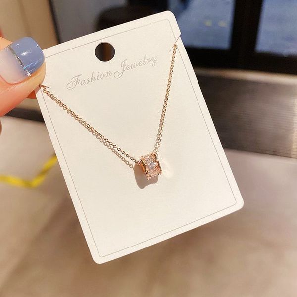 

high-end cubic zircon stone lucky bead chain necklace for women rose gold color pendant jewelry, Silver