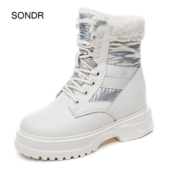 

winter white shoes women snow boots with fur fashion brand ladies chunky footware warm female plush botas mujer invierno 2019, Black