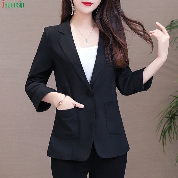 

jaycosin fashion coats and jackets women plus size three quarter sleeve pockets jacket ladies office wear coat women ladies coat, Black;brown