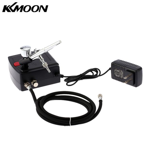

kkmoon action airbrush air compressor kit gravity feed dual for art painting craft cake spray model air brush nail tool set