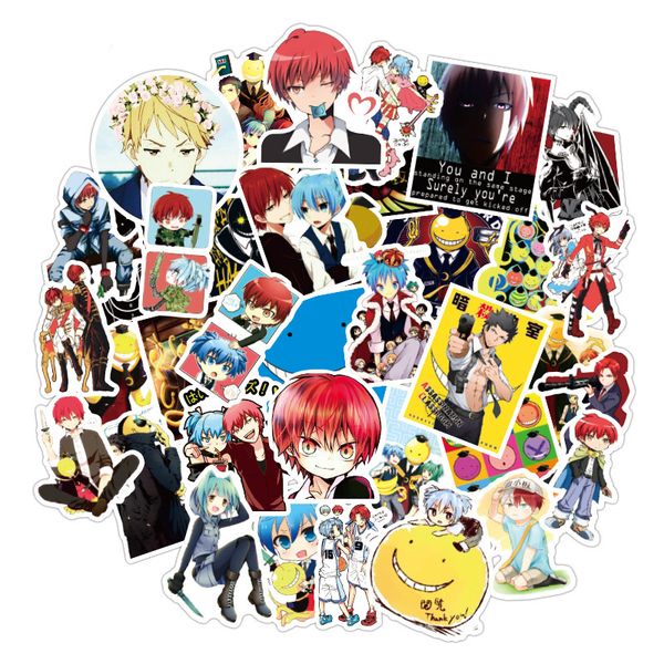 

50 pcs assassination classroom anime waterproof stickers for skateboard suitcase guitar luggage lapsticker