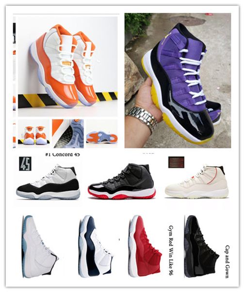 

big kid jumpman concord high 45 11 xi 11s prm heiress gym red florida platinum tint space jams men basketball shoes sports sneakers retro, Black