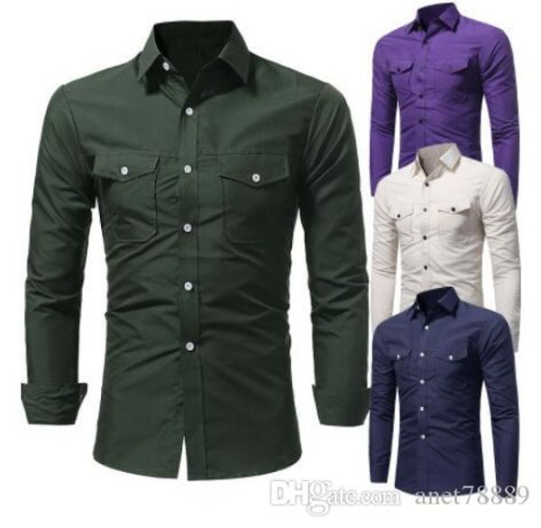 

the new classical double bag double cover men's long sleeve shirt fashion leisure cultivate one's morality men's clothing lin, White;black