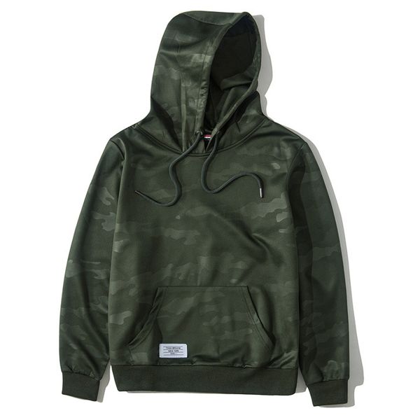 

fashion mens camo hoodies 4 colors hooded pullover ribbed long sleeve plus size hoodie in street style, Black