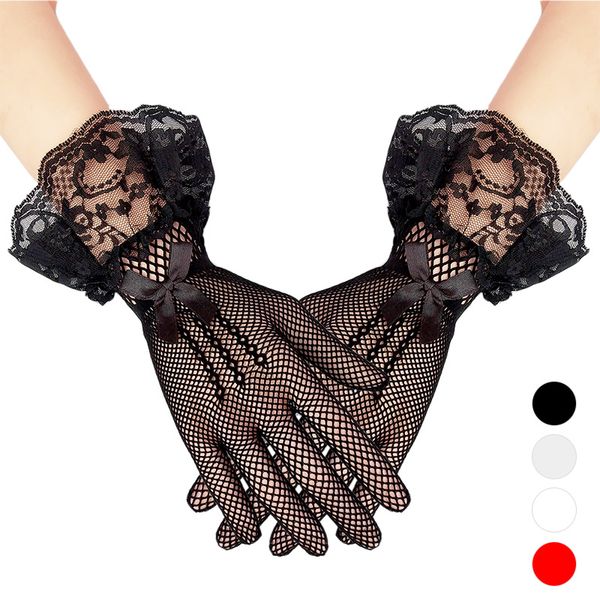 

модельер bow knot короткие свадебные перчатки свадебные перчатки кружева обручальные аксессуары черный красный наручные длина свадебные перч, Blue;gray
