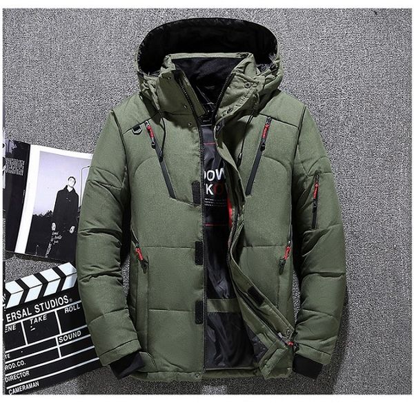 

Designer Men Winter Down Jackets Men Solid Color Long Sleeve Outdoor Coat Luxury Mens Outerwear with Zipper Pockets