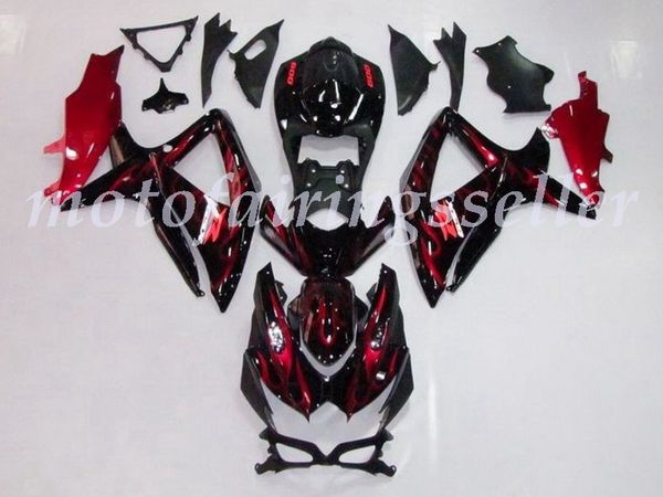 

new abs plastic fairings kit fit for suzuki gsxr600 gsxr750 gsx-r600 r750 k8 2008 2009 2010 injection mold red flame