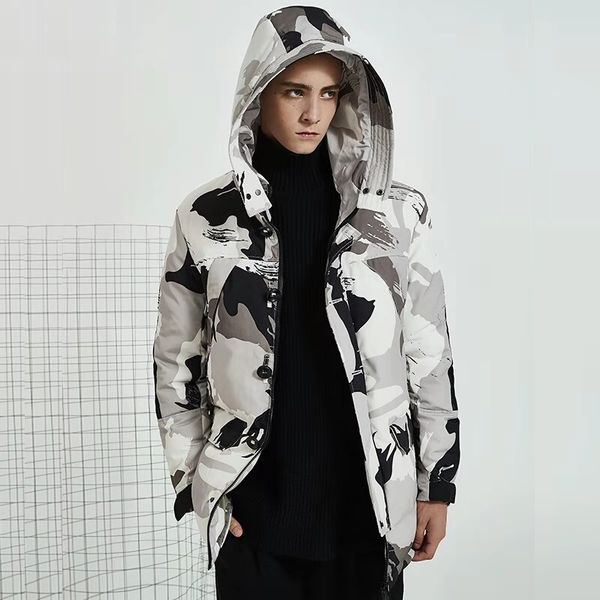 

mens designer winter camouflage down jacket luxury canada 80# white duck down jackets men long parka coat outdoor thick puffer coats m-3xl, Black