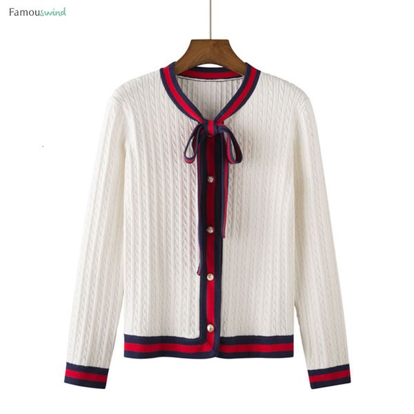 

autumn 2019 new sweater coat bow tie long sleeve sweater female pearl single kniting breasted slim r580, White;black