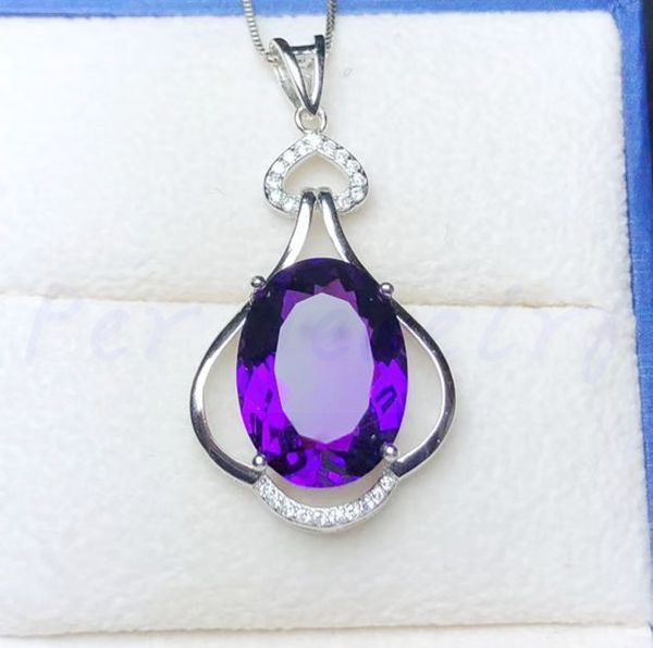 

amethyst necklace pendant natural amethyst 925 sterling silver 12*16mm 9ct big gemstone fine jewelry #bl1892811