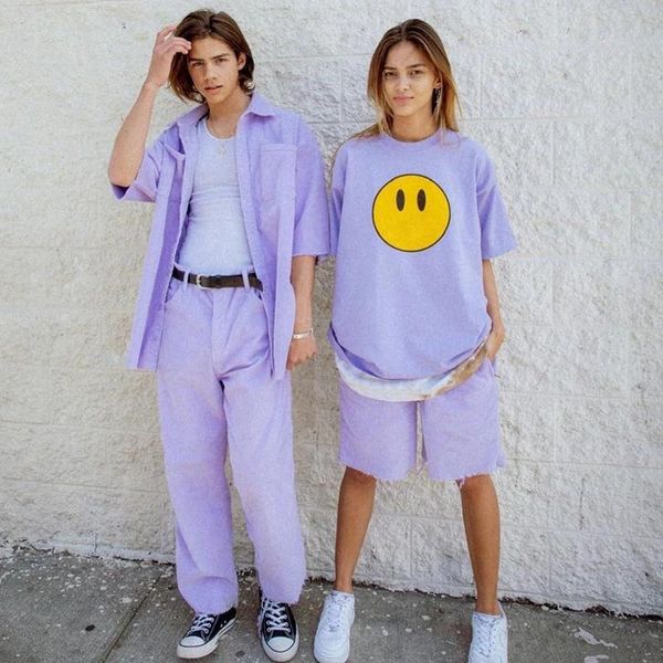 

yellow expression printed tee hip hop t-shirt solid color short sleeves men women couple street skateboard summer breathable hfhltx086, White;black