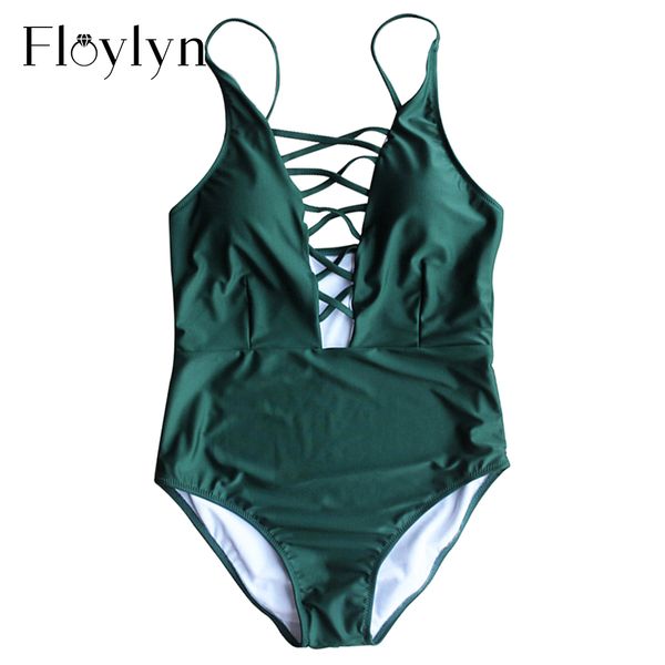 

floylyn one piece купальник женщин сексуальный спагетти ремень criss cross выдалбливают pad backless купальник сплошной купальный костюм, White;black