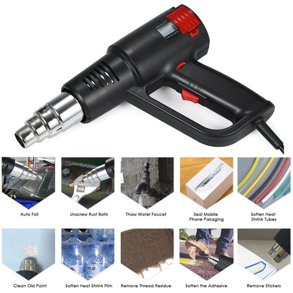 

2000w heat gun soldering hair dryer air gun temperature-controlled building hair dryer heat guns with 4 nozzles power tools