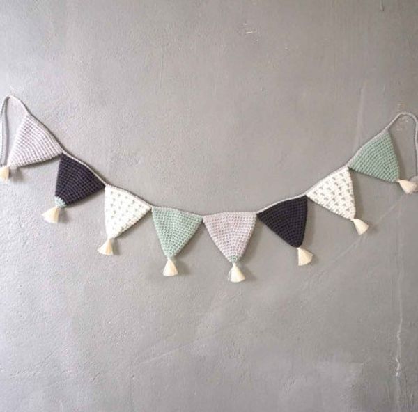 

handmade cotton wall hanging triangle flag children bedroom furniture decorative wall art baby gift