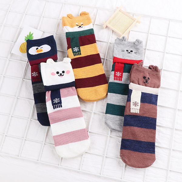 

cartoon woman sock ladies standard crew socks for women striped happy short sox couples cotton vintag pink summer funny sokken, Black;white