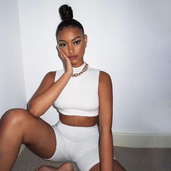 

black white solid women stand collar sleeveless running sets sports suits shorts casual soft joggers suits outfits, Black;blue