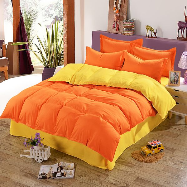 2019 Ab Side Bedding Set Orange Yellow Duvet Cover Solid Color Microfiber Quilt Kids Full Queen King Size From Instrumenthome
