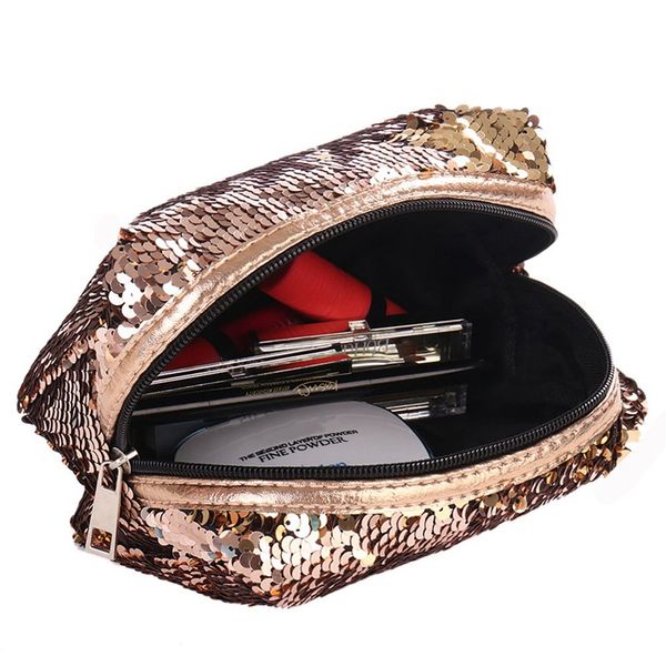 

new sequin cosmetic bag color reversible sequin pencil bags girls cosmetic case gift