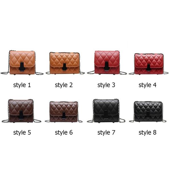 

квадратные мода женщины сплошной цвет посыльного сумки дамы повседневная кожа pu щитка цепи crossbody плеча сумки