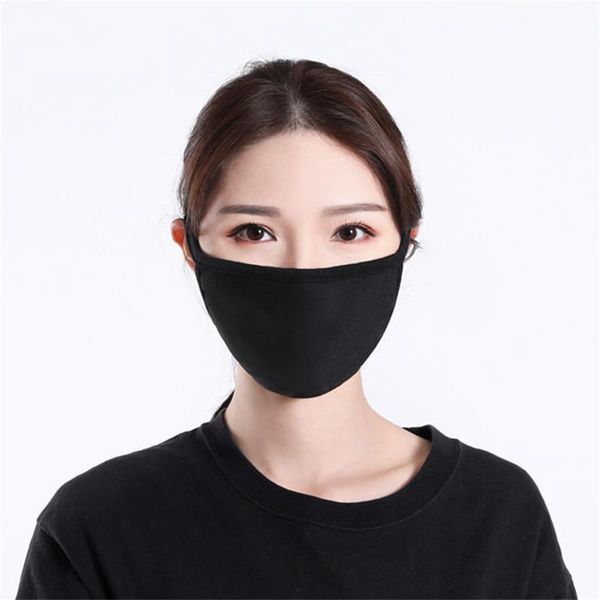 Schwarze Baumwoll-Gesichtsmaske, Unisex, schützende, atmungsaktive Maske, wiederverwendbar, waschbar, Anti-Staub-Mundbedeckung für den Außenbereich, DDA86