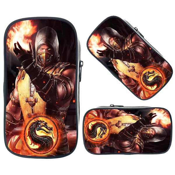 

scorpion in mortal kombat x mask cosmetic bag large capacity pencil case stationery bags for women men makeup bags